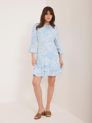 Mint Velvet Blue Floral Print Mini Dress - Image 6 of 8