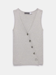Mint Velvet Silver Knit Asymmetric Waistcoat - Image 6 of 7