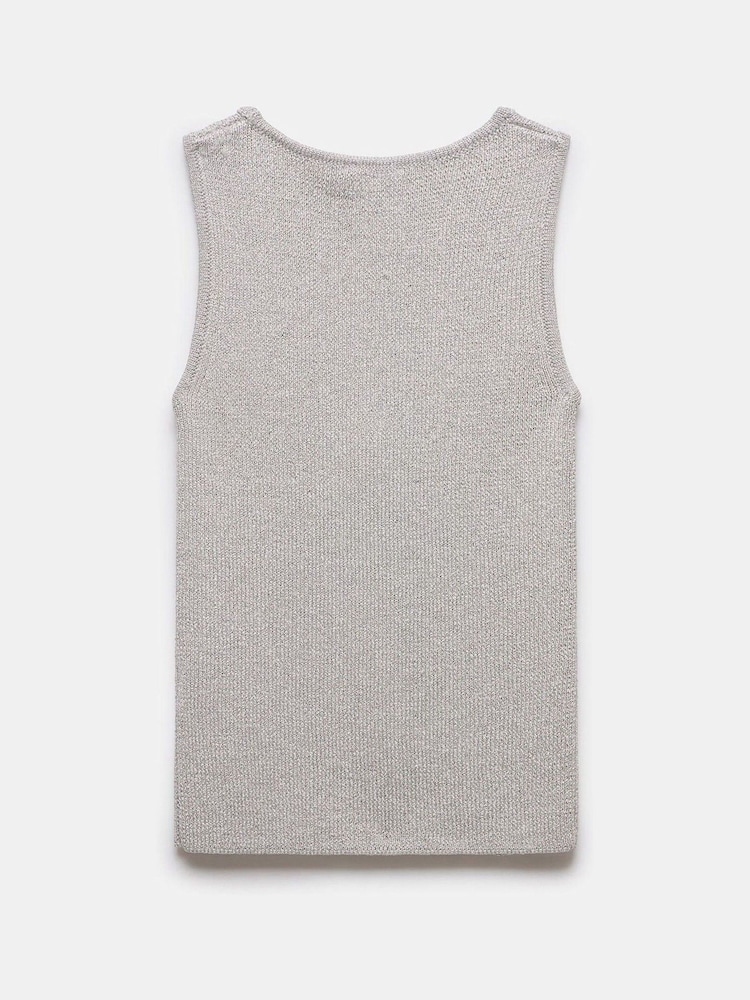 Mint Velvet Silver Knit Asymmetric Waistcoat - Image 7 of 7