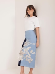 Mint Velvet Blue Floral Print Pencil Skirt - Image 2 of 7