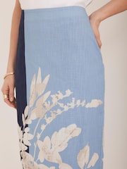 Mint Velvet Blue Floral Print Pencil Skirt - Image 3 of 7