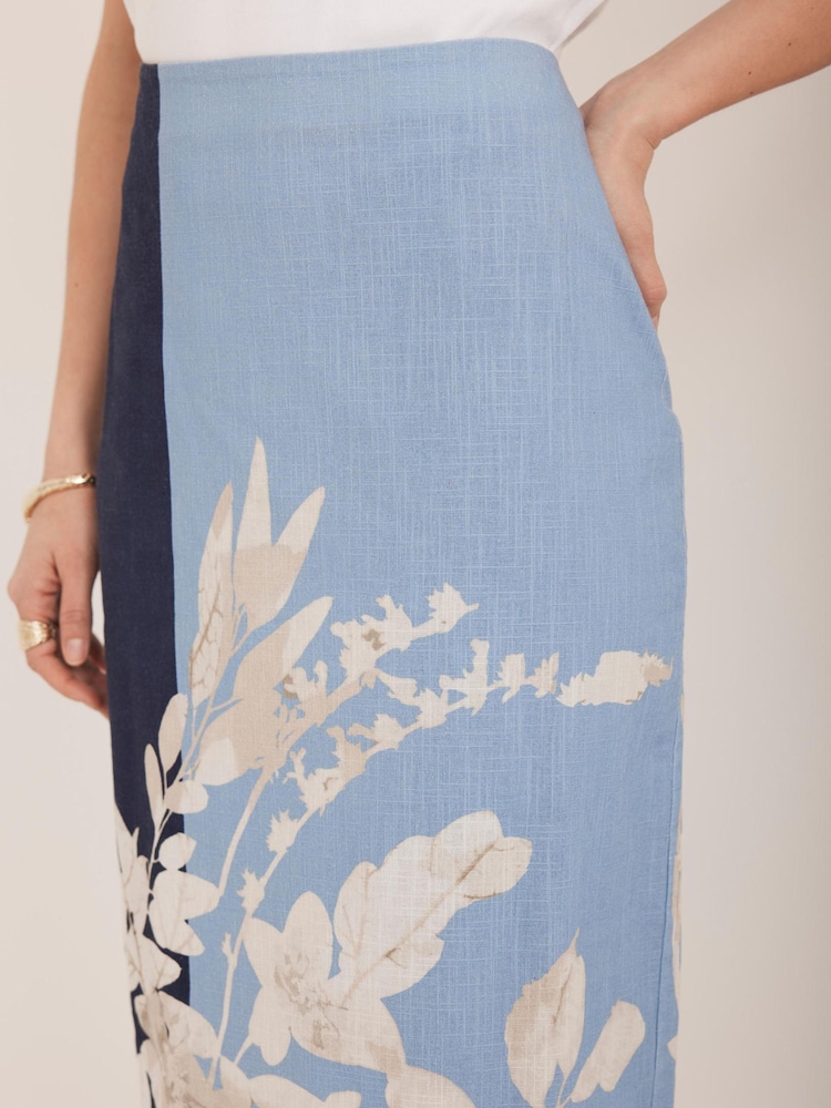 Buy Mint Velvet Blue Floral Print Pencil Skirt from Next Oman
