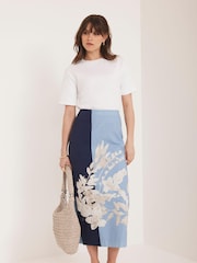Mint Velvet Blue Floral Print Pencil Skirt - Image 5 of 7