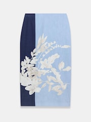 Mint Velvet Blue Floral Print Pencil Skirt - Image 6 of 7