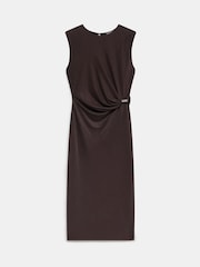 Mint Velvet Brown Ruched Midi Dress - Image 7 of 9