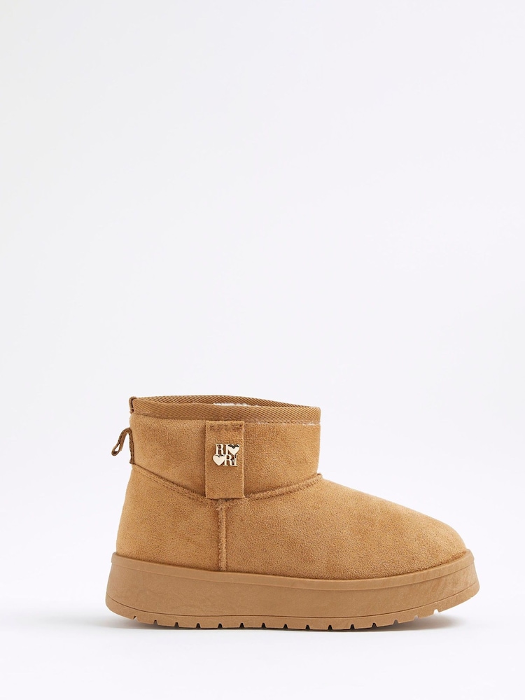 River Island Brown Girls Fur Lined Boots - Image 1 of 5