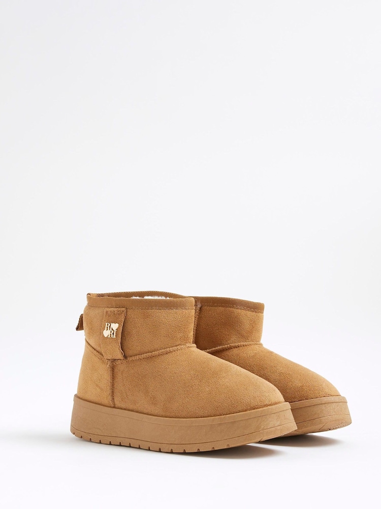 River Island Brown Girls Fur Lined Boots - Image 2 of 5