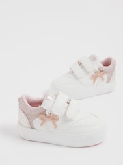 River Island White Girls Rose Gold Bow Charm Trainers - Image 3 of 5