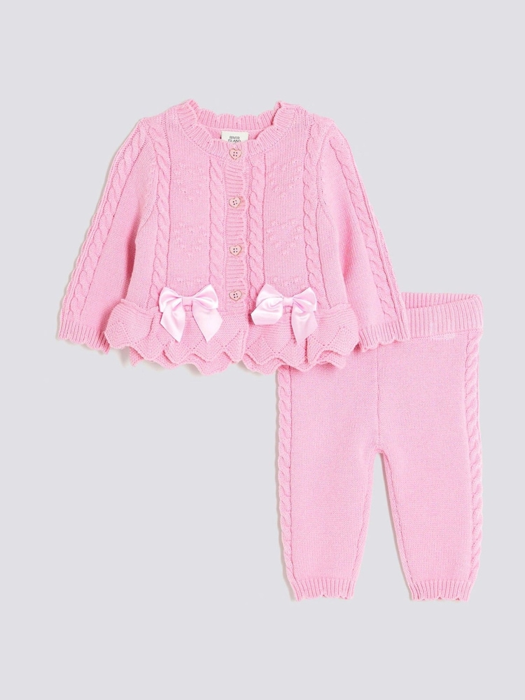 River Island Pink Baby Girls Peplum Cardigan - Image 1 of 4