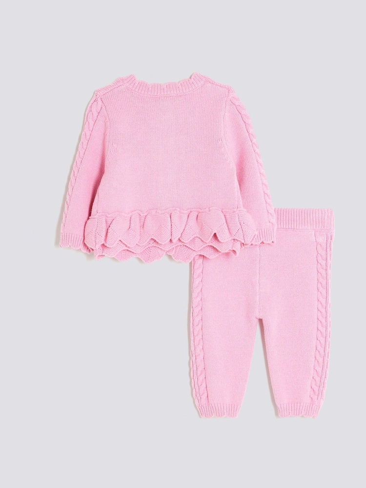 River Island Pink Baby Girls Peplum Cardigan - Image 2 of 4