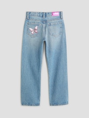 River Island Blue Girls Graffiti Straight Jeans - Image 2 of 4
