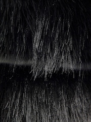 River Island Black Faux Leather Fur Wrap Coat - Image 2 of 4