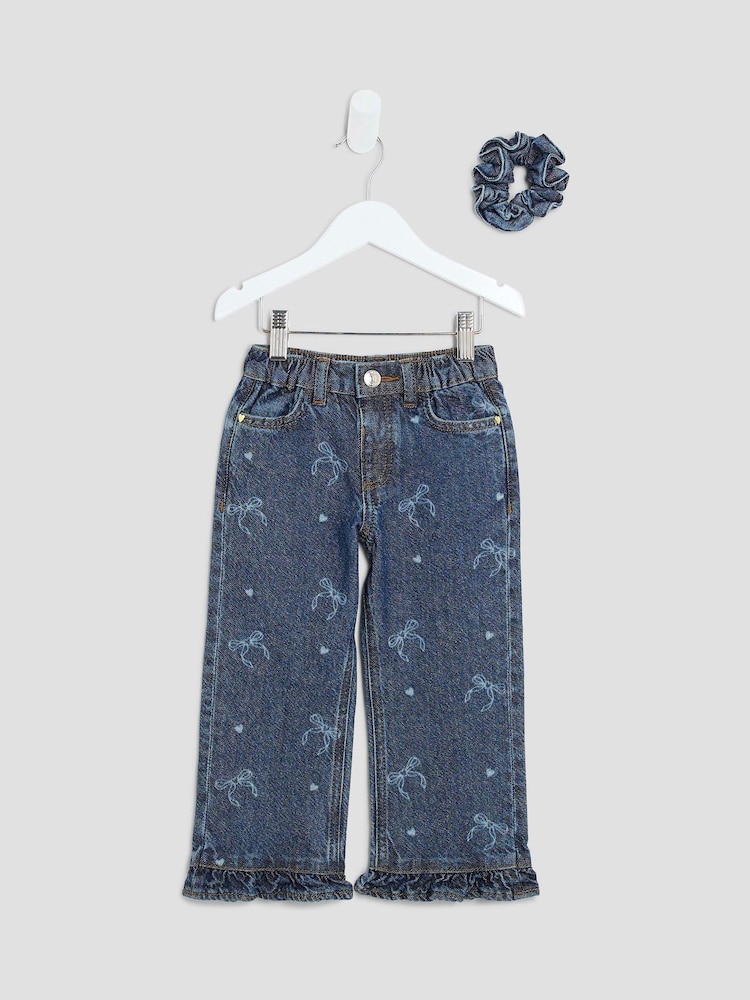 River Island Blue Girls Denim Laer Jeans - Image 2 of 4