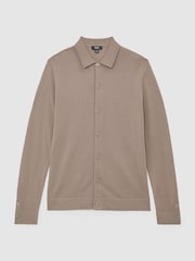 Reiss Camel Brown Forbes Merino Wool Button-Through Cardigan - Image 2 of 6