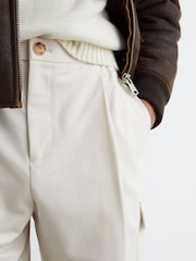 Reiss Off White Monroe Fine-Corduroy Cargo Trousers - Image 3 of 6