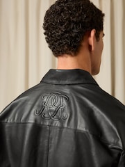 Reiss Fletcher Monogram Embossed Leather Jacket - Imagen 3 de 6