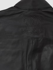 Reiss Fletcher Monogram Embossed Leather Jacket - Imagen 6 de 6