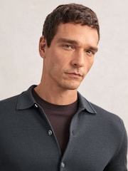 Reiss Bottle Green Forbes Merino Wool Button-Through Cardigan - Image 5 of 7