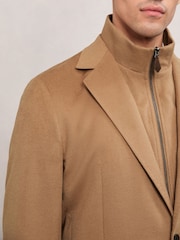 Reiss Camel Brown Patch Single-Breasted Blazer With Gilet Insert Tailored-Fit - Image 3 of 7