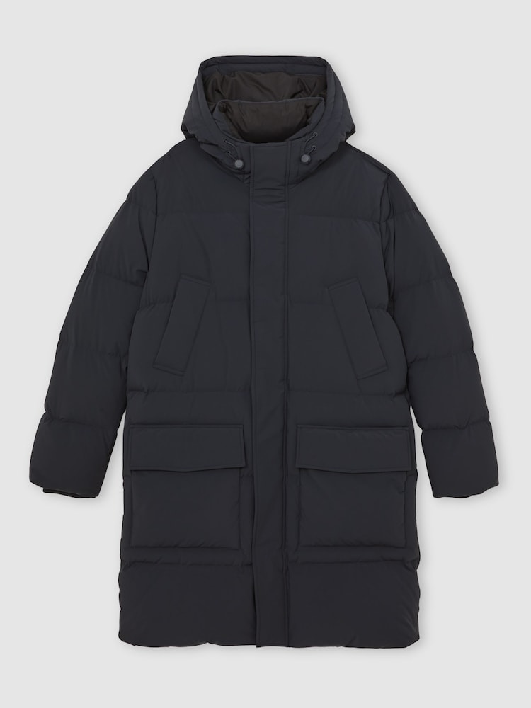 Reiss Navy Moon Longline Quilted Puffer Jacket - Image 2 of 6 Reiss Navy Moon Longline Quilted Puffer Jacket - Image 2 of 6
