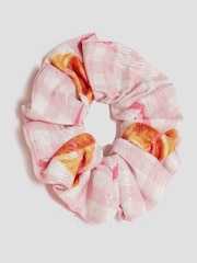 River Island Pink Girls Gingham Croissant Satin Pyjamas - Image 4 of 5