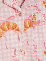 River Island Pink Girls Gingham Croissant Satin Pyjamas - Image 5 of 5