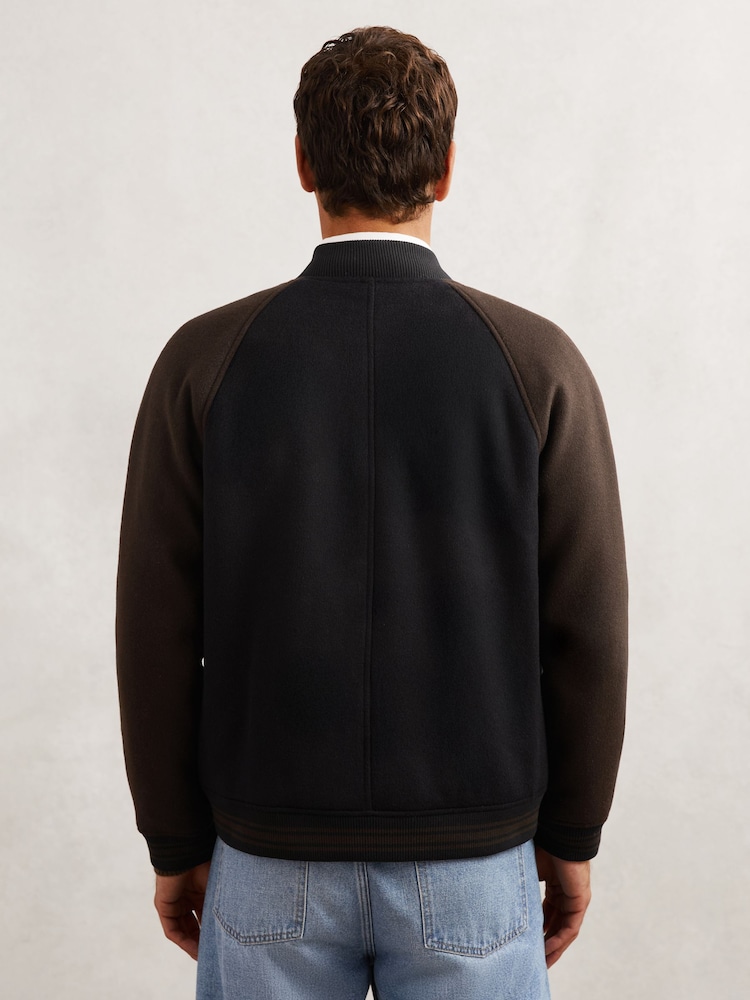 Woolx Rylan Buy Navy/Brown - Reiss Rylan Wool-Blend Colour-Block Bomber Jacket from ...