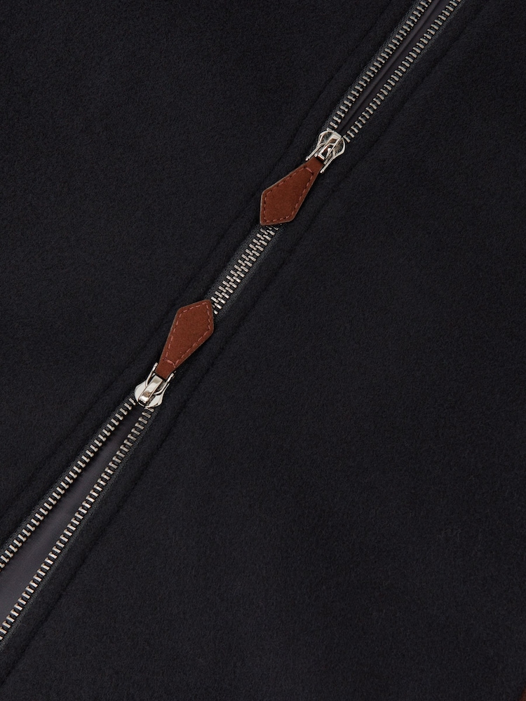 Marinho/Marrom - Reiss Rylan Wool-Blend Colour-Block Bomber Jacket - Imagem 6 de 6
