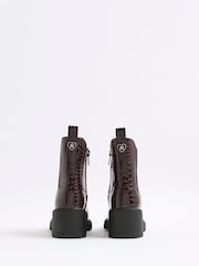 River Island Red Girls Patent Heart Print Heeled Chelsea Boots - Image 3 of 5