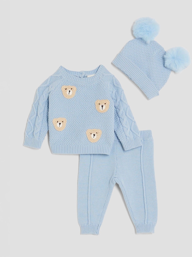 River Island Baby Boys Bear Print Jumper Hat Set - صورة 1 من 4