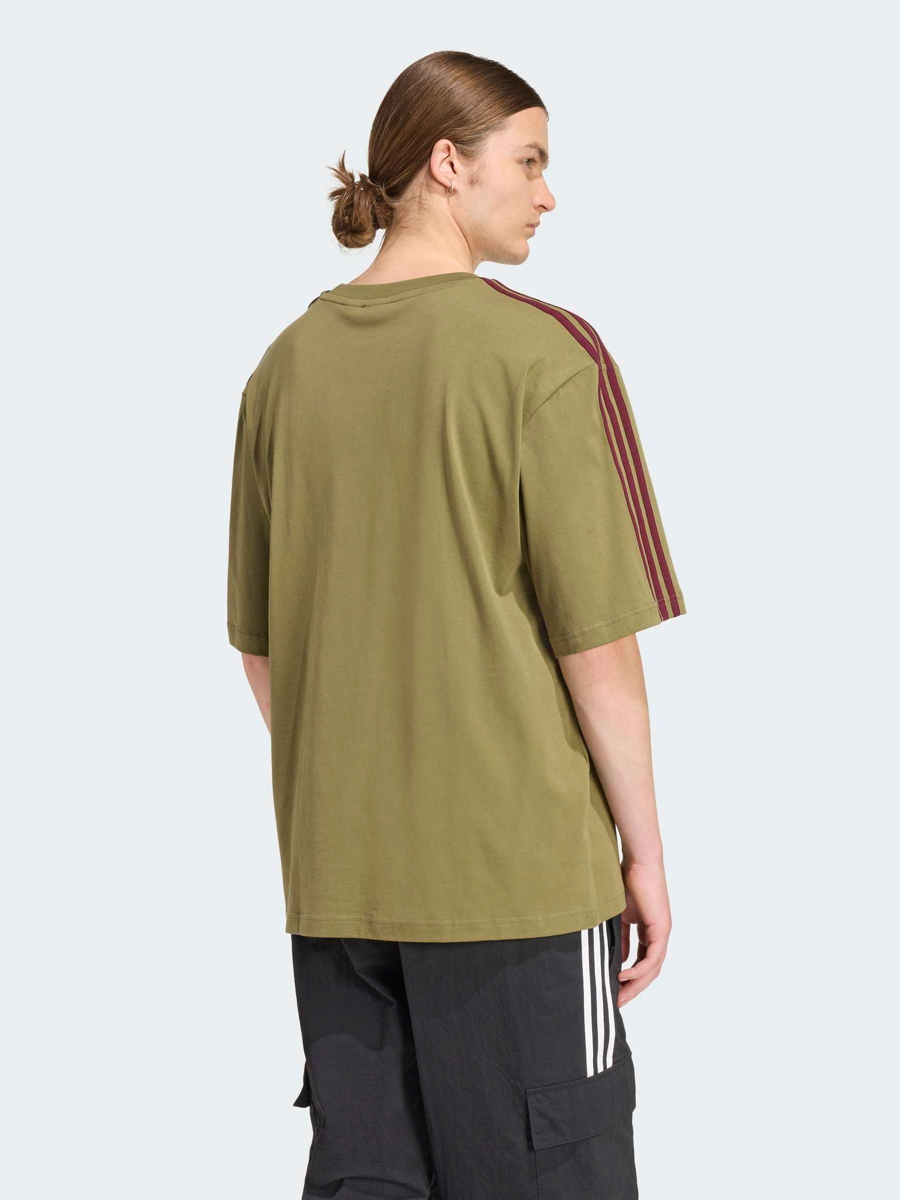 Buy adidas Originals Olive Green Adicolour 3 Stripes Oversized T