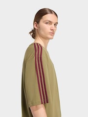 adidas Originals Olive Green Adicolour 3 Stripes Oversized T-Shirt - Image 5 of 6