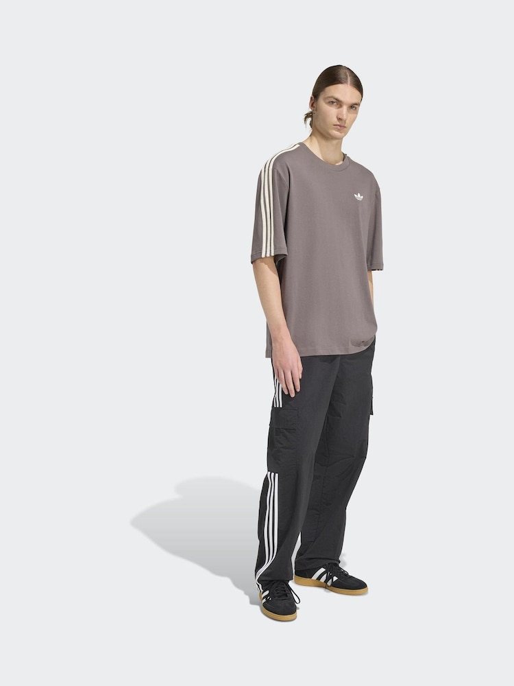 Kol Grå - adidas Originals Adicolour 3 Randig Oversized T-shirt - Bild 2 av 6