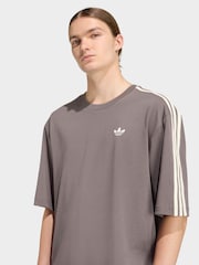 Kol Grå - adidas Originals Adicolour 3 Randig Oversized T-shirt - Bild 4 av 6