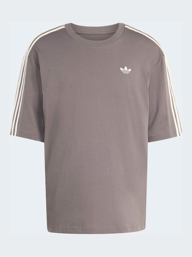 adidas Originals Charcoal Grey Adicolour 3 Stripes Oversized T-Shirt - Image 6 of 6
