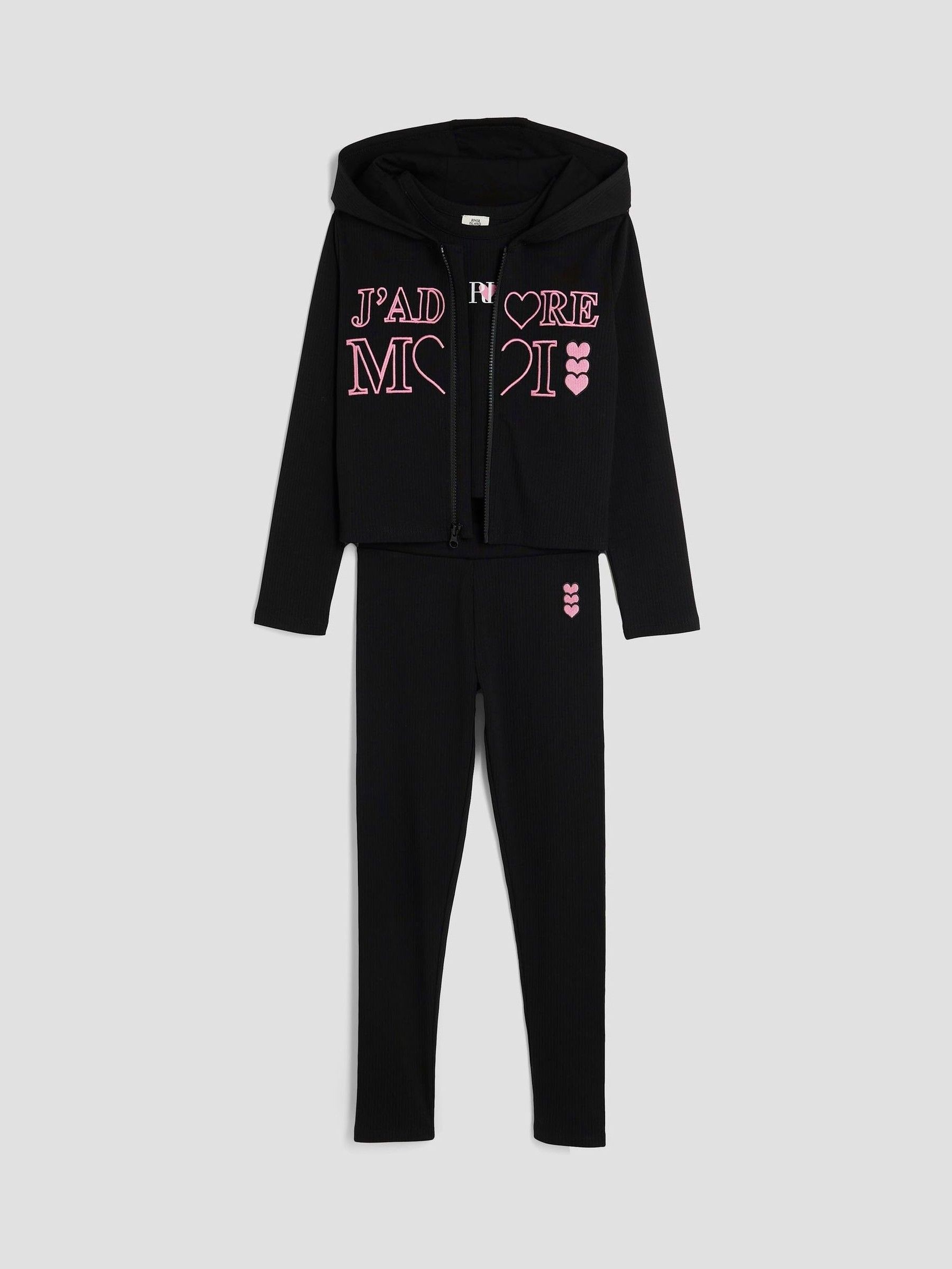 Buy River Island Black Zip Thru Hoodie Leggings Set from Next USA
