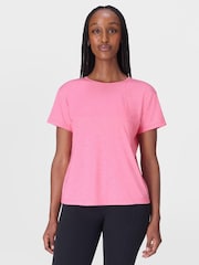 Sweaty Betty Pink Soft Flow Studio Strappy Back Boxy T-Shirt - Image 1 of 7
