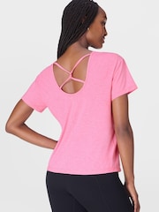 Sweaty Betty Pink Soft Flow Studio Strappy Back Boxy T-Shirt - Image 2 of 7