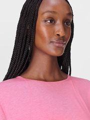 Sweaty Betty Pink Soft Flow Studio Strappy Back Boxy T-Shirt - Image 4 of 7
