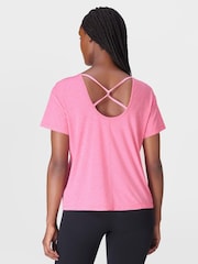 Sweaty Betty Pink Soft Flow Studio Strappy Back Boxy T-Shirt - Image 6 of 7