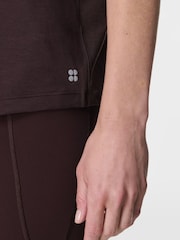 Sweaty Betty Brown Soft Flow Studio Strappy Back Boxy T-Shirt - Image 3 of 7