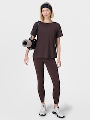 Sweaty Betty Brown Soft Flow Studio Strappy Back Boxy T-Shirt - Image 5 of 7