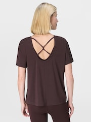 Sweaty Betty Brown Soft Flow Studio Strappy Back Boxy T-Shirt - Image 6 of 7