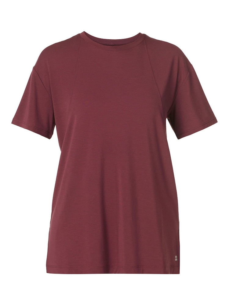 Sweaty Betty Red Soft Flow Studio Longline T-Shirt - Image 7 of 7 Sweaty Betty Red Soft Flow Studio Longline T-Shirt - Image 7 of 7