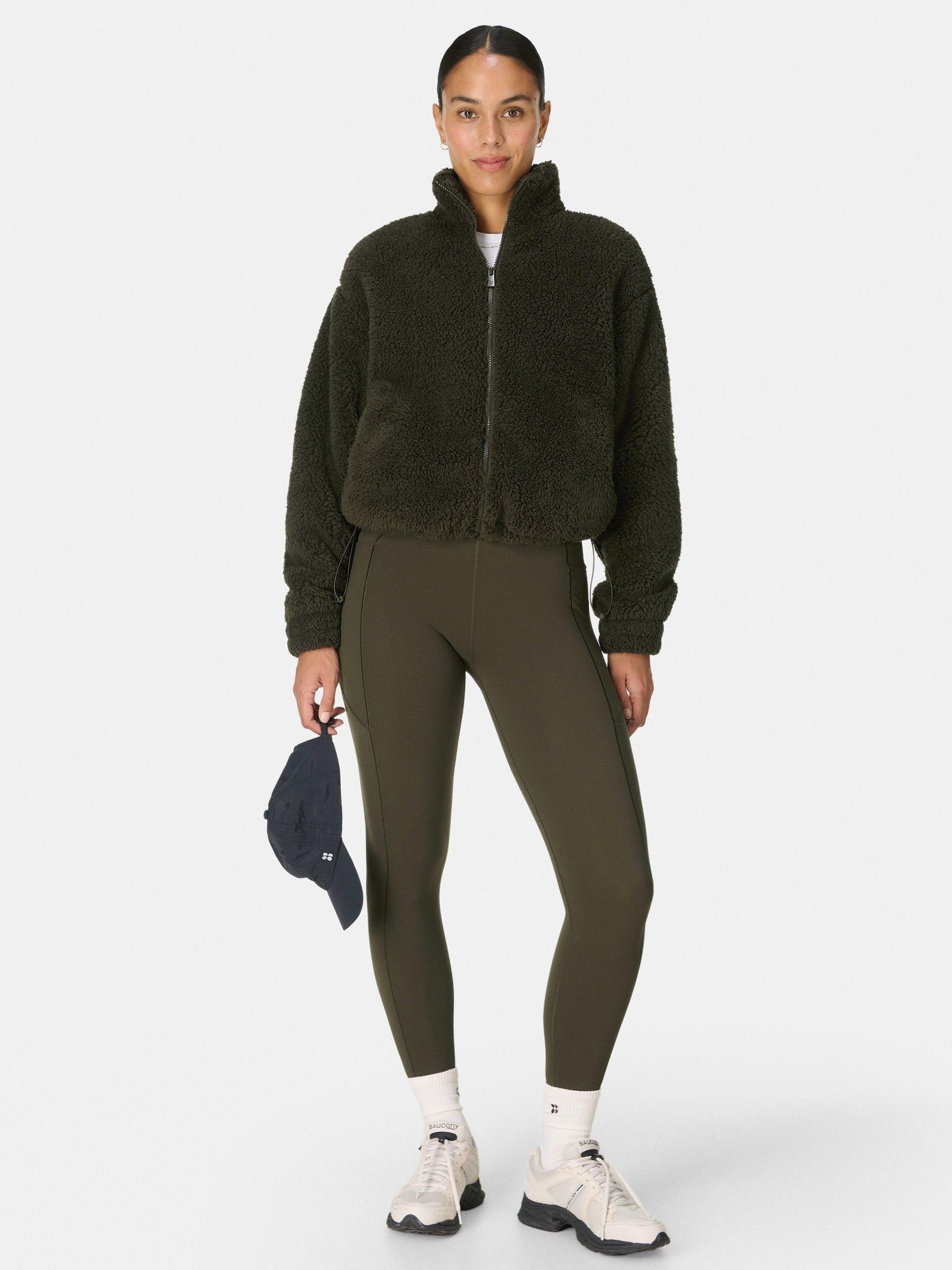Betty Buy Sweaty Betty Green Black Canyon Fleece Zip-Up Sweatshirt from