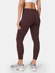 Sweaty Betty Sable Brown 7/8 Length Power Embossed Workout Leggings - Image 2 of 9