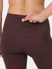 Sweaty Betty Sable Brown 7/8 Length Power Embossed Workout Leggings - Image 6 of 9