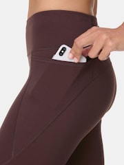 Sweaty Betty Sable Brown 7/8 Length Power Embossed Workout Leggings - Image 8 of 9