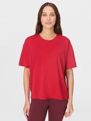 Sweaty Betty Red Soft Flow Studio T-Shirt - Image 1 of 8