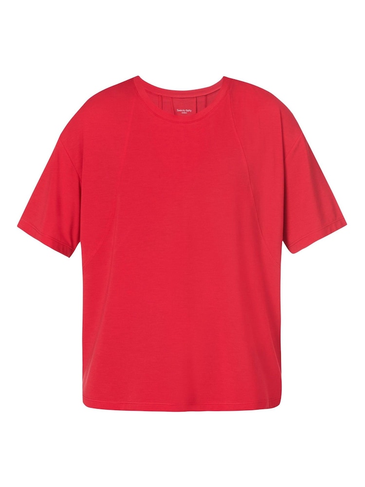Sweaty Betty Red Soft Flow Studio T-Shirt - Image 8 of 8
